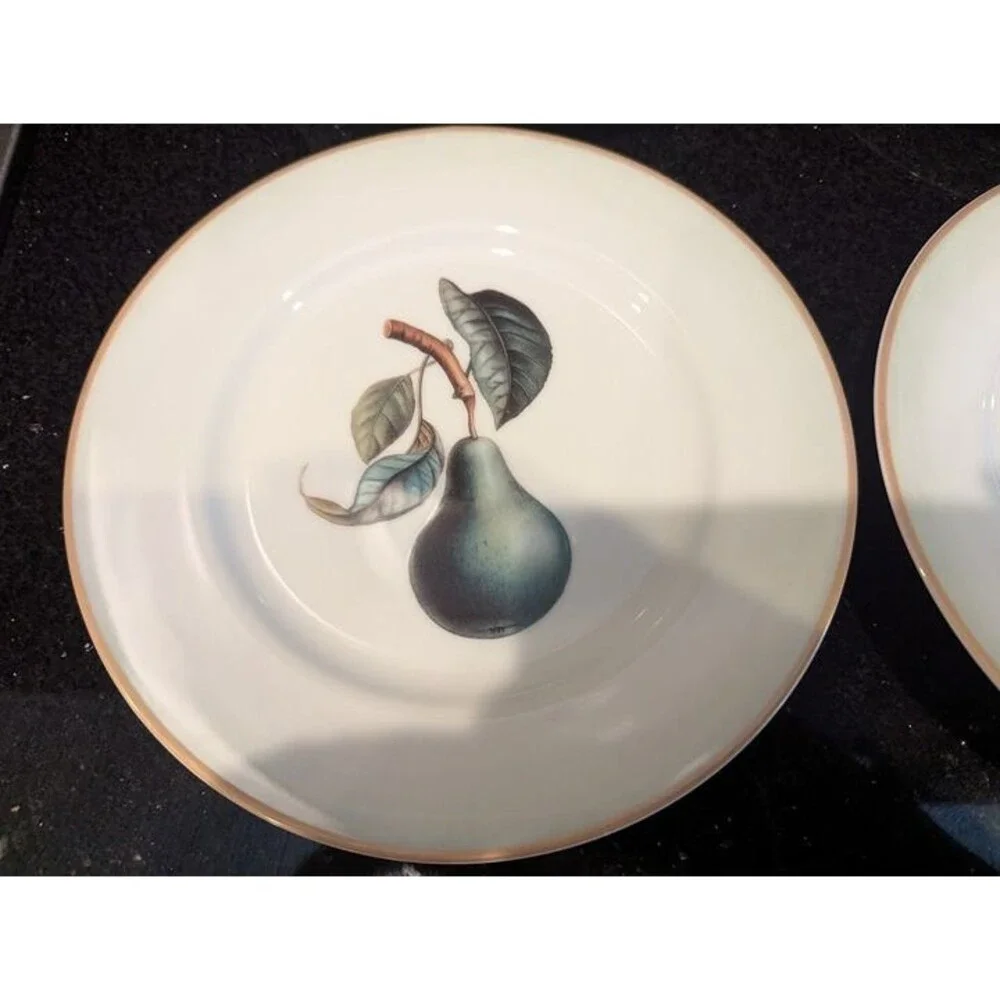 NEW Williams Sonoma 6 pear plates Japan gold rim Vintage